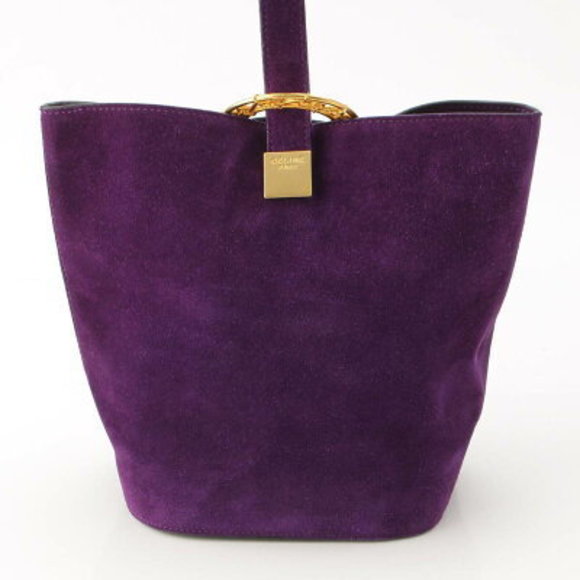 Celine Circle Logo Plate Suede Shoulder Bag Purple - Picture 4 of 10